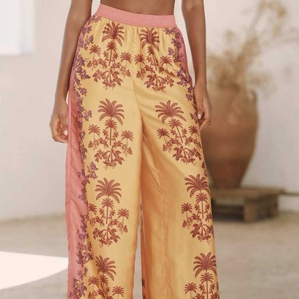 Celandine Anthropologie Beach Club 2 piece outfit set pants crop top medium New - Picture 3 of 7